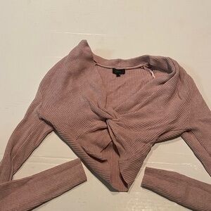 Pink Ribbed Wrap Top